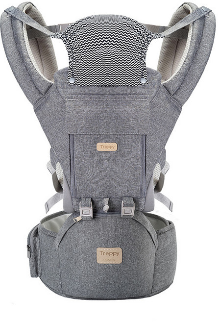 廠家直銷嬰兒揹帶腰凳四季款寶寶腰凳抱娃四季跨境baby carrier, 淺灰亞麻布