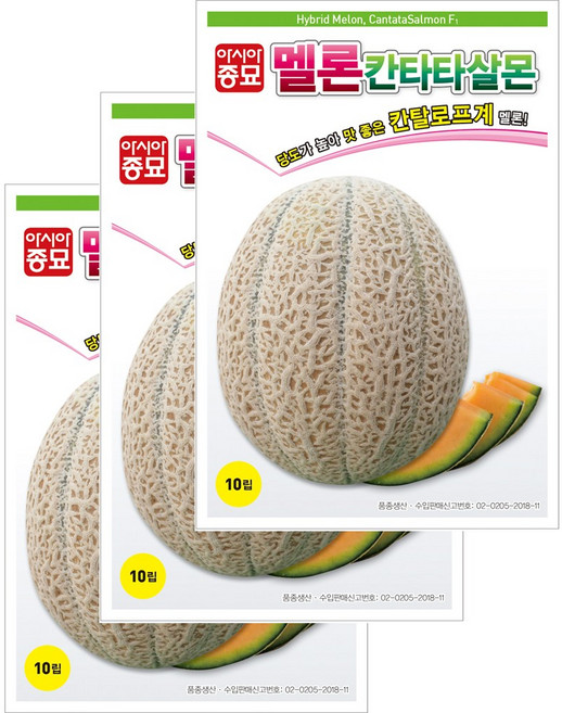 아시아종묘 씨앗 멜론 칸타타살몬 10립, 3개