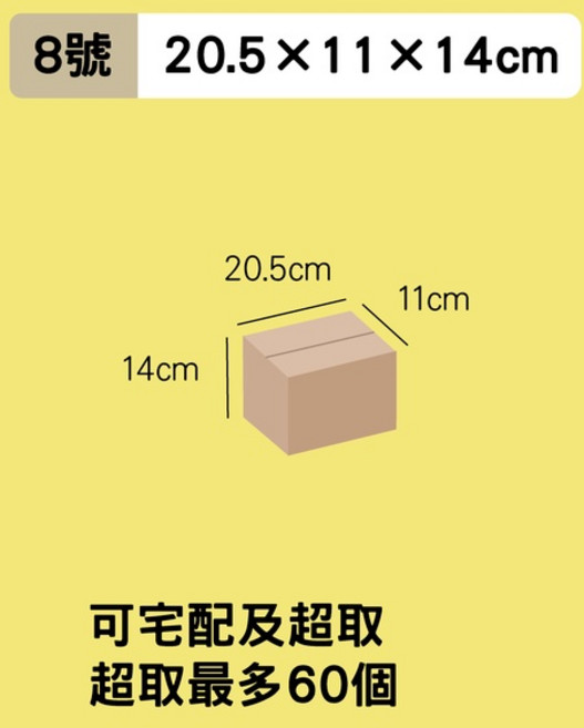 超商寄件瓦楞紙箱 小紙箱 電商包材出貨首選 全台快速到貨, 1個, 紙箱8號-超取60個