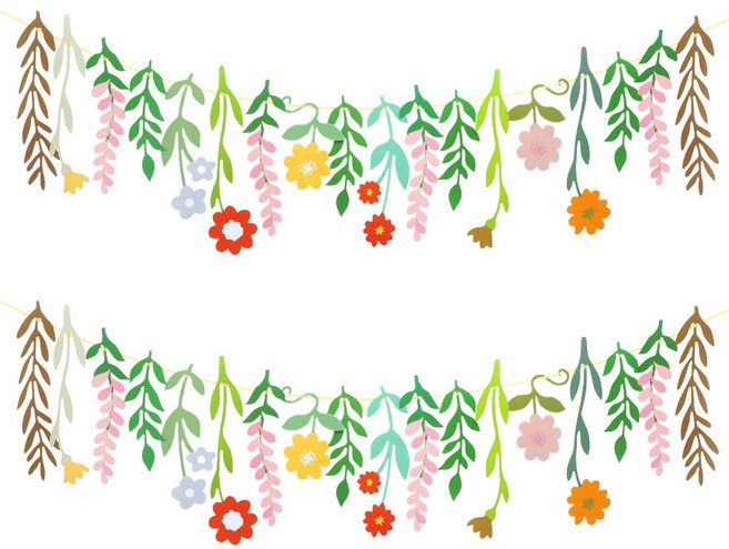 파티짱 플라워 꽃잎 가랜드 생일 파티 가든 소품 홈파티 브라이덜 샤워 봄 리스, 가든 꽃잎 가랜드, 2개