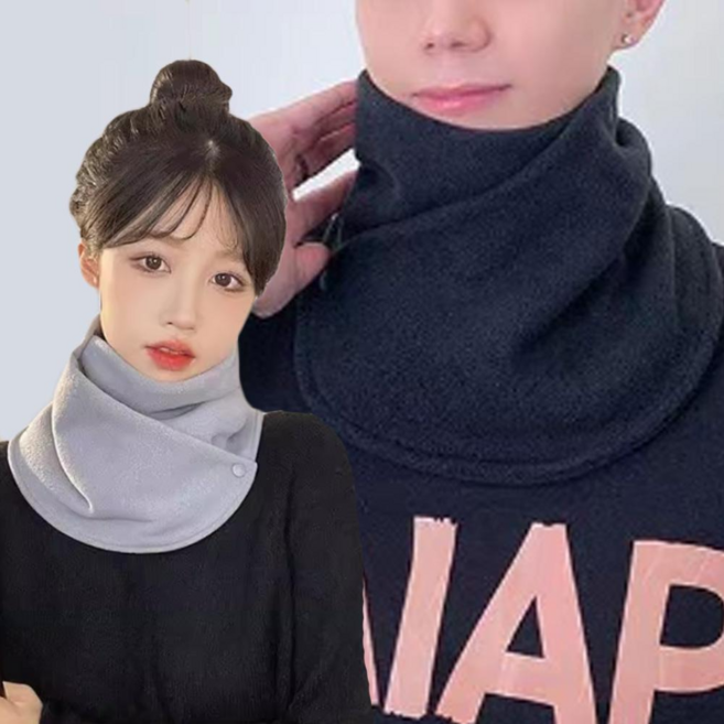 [엔젤D] 남녀공용 똑딱 플리스 방한 넥워머 머플러 목도리