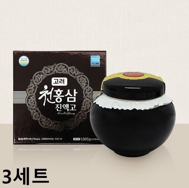 6년근 고려홍삼 천홍삼 진액고, 1kg, 3개