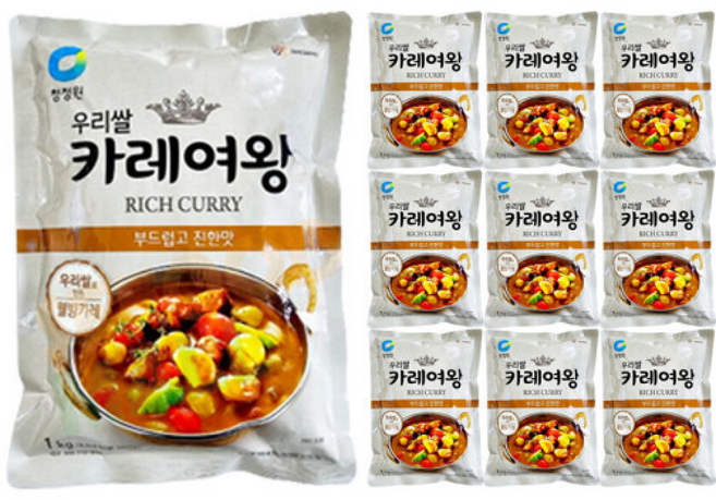 청정원 우리쌀 카레여왕 분말 진한 카레, 10개, 1kg