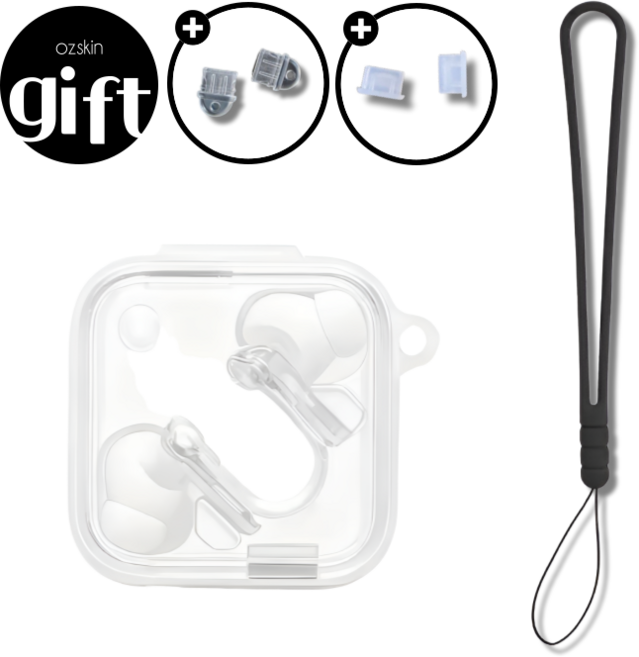 낫싱 이어 3 투명 케이스 실리콘 랜야드, 블랙