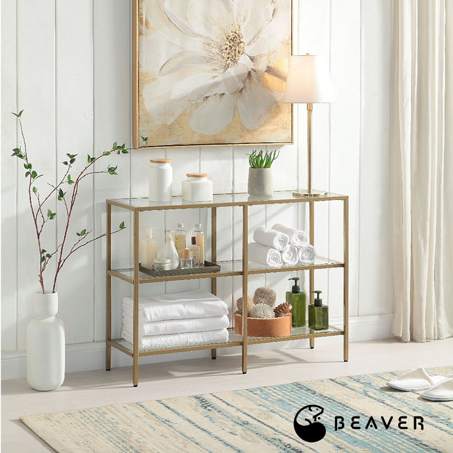 BEAVER 強化玻璃玄關桌/展示桌, 香檳金