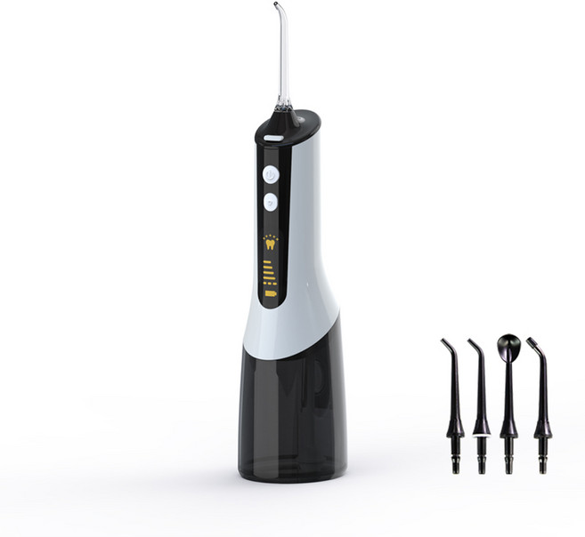 Allilio 휴대용 무선 구강세정기 350ML 대용량 물탱크 구강관리 물치실, 블랙