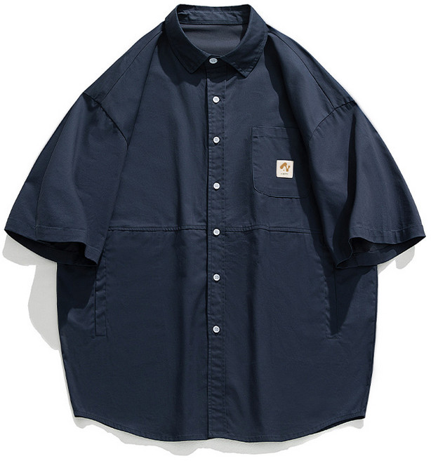 【日系工裝風】短袖襯衫 男襯衫 情侶襯衫 工裝襯衫 口袋襯衫 全棉寬鬆 春夏新款 情侶穿搭 休閒百搭