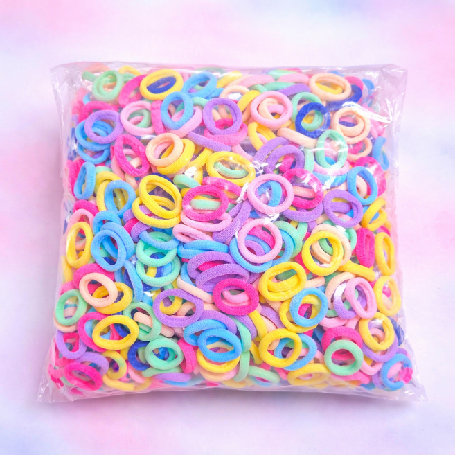 미니 양말목 마카롱 머리끈 1000개 대용량 헤어고무줄 파스텔 컬러 믹스 DIY 재료