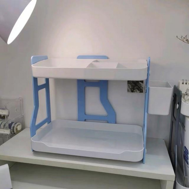 桌面雙層置物架 紙膠帶文具收納, 藍, 1個