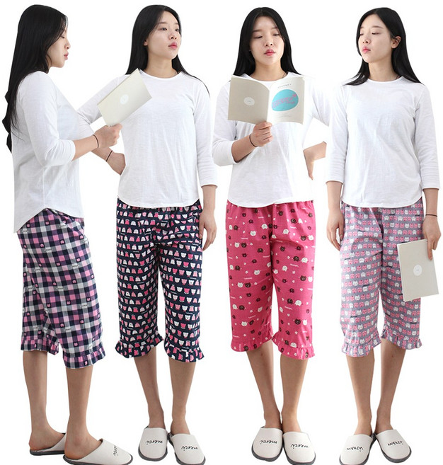 슬레진저 특면 여자 캐릭터 7부 잠옷 국내산 파자마 잠옷 하의