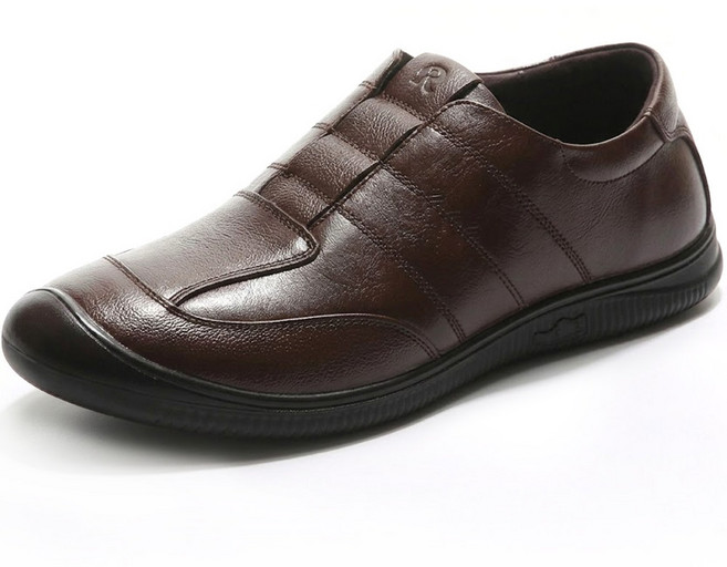 블랙무스탕 남성 가벼운 구두 소가죽 끈없는 밴딩 슬립온 엔틱밴드