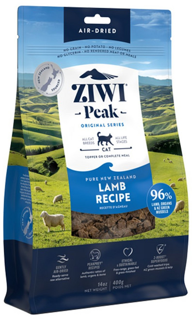 ZIWI 巔峰 風乾羊肉貓咪全齡鮮肉糧 紐西蘭羊肉 無穀物 全齡貓適用, 400g, 1個, 糧食