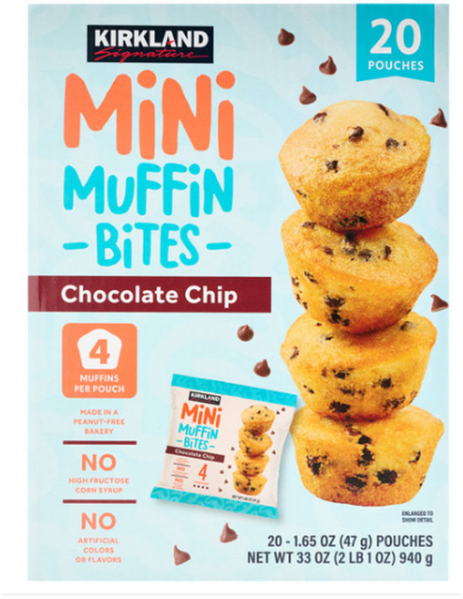 커클랜드 시그니처 미니 머핀 바이트 초콜릿 칩 47g 2입, 1개, 940g