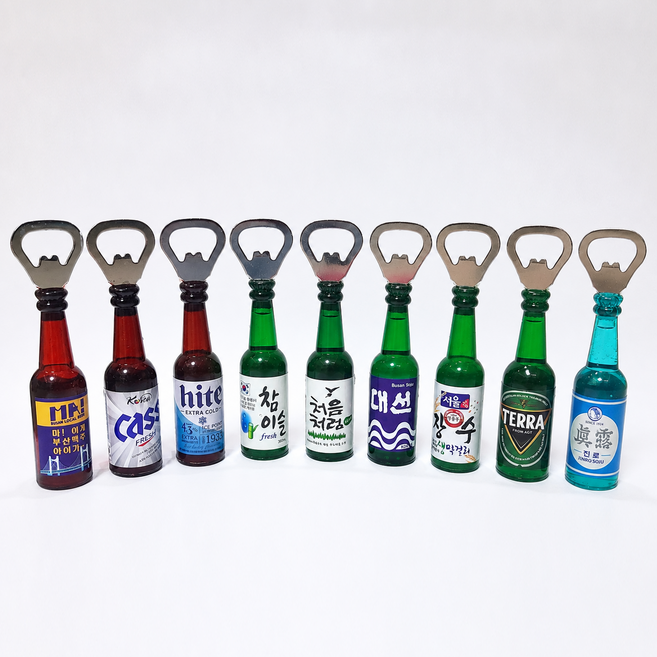 술병 소주 맥주 미니어쳐 세트 병따개 오프너 마그넷 냉장고자석 선물 한국 기념품, 1개