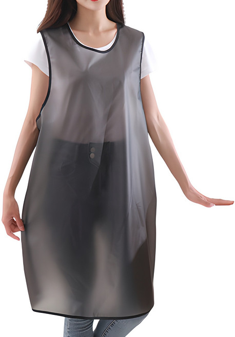 메오 TPU 조끼형 심플 방수 앞치마 롱, 블랙, 1개