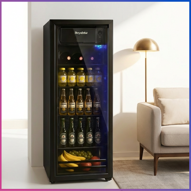 뷰어스 쇼케이스 냉장고 미니 냉장고 술장고 업소용 가정용 음료수 소형, 50L 블랙화이트