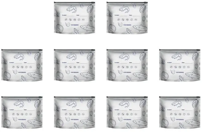 냉장고 식품 보존용 지퍼 스타일 두꺼운 알루미늄 호일 밀봉 보관 가방 10개 내구성 있는 누수 방지, 09 S