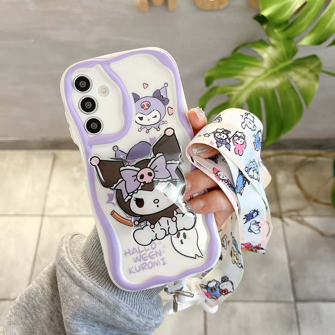 갤럭시 목걸이줄 귀여운 캐릭터 그립톡 홀더 케이스 웨이브 물결 D276