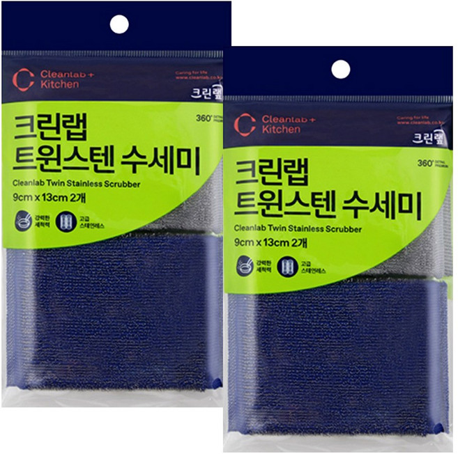크린랩 트윈스텐 수세미 2매입 X 2개, 2개입