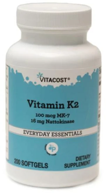 비타코스트 비타민 K2 100mcg MK-7 16mg 나토키나제 소프트젤 Vitacost Vitamin K2 MK-7 Nattokinase, 1개, 200정 - 쿠팡