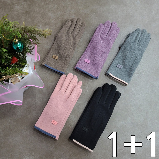 [1+1] 여성 스마트폰 터치 장갑 겨울 방한 패션 기모 벨벳 5종