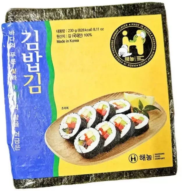 해농 골드 김밥 김 100매 230g 업소용 분식집 구운 재래 전장 김, 1개