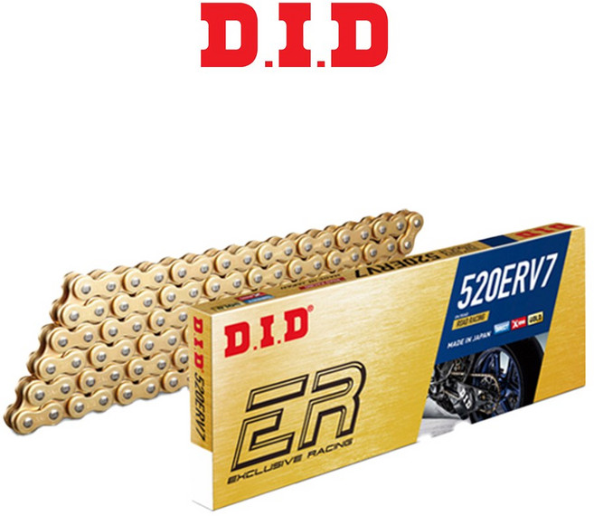 D.I.D 체인 520 ERV7-G&G 1000cc급 골드 오토바이 체인, 1개, 520 AVT2-G&B 750cc급 골드앤블랙