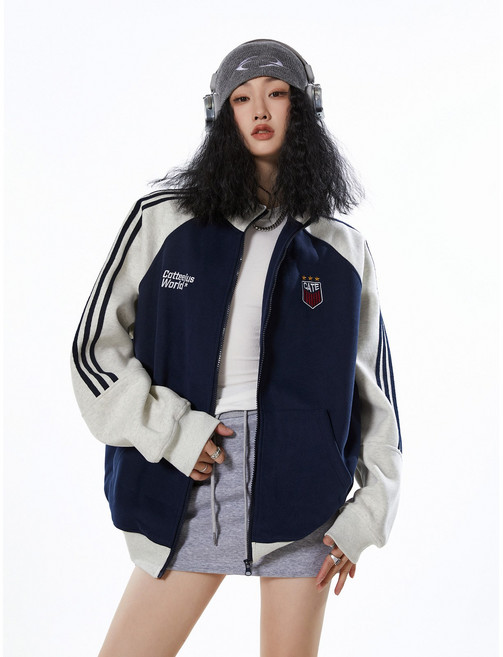 美式立領棒球服運動外套男女冬季2025新款衛衣男開衫夾克上衣chic