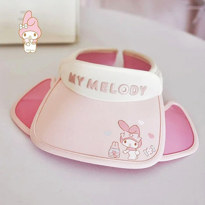 산리오 마이멜로디 하트하트 날개확장 면바이저썬캡 연핑크