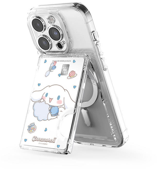 산리오 투명 마그네틱 멀티 스탠드 카드지갑(맥세이프 호환), 1개, 룸투어_시나모롤