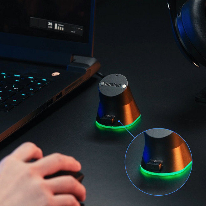 이메이션 로지텍 게이밍마우스 RGB 충전독 차징독 거치대 지슈라 G502X 데스크테리어 지프로 G PRO, 블랙