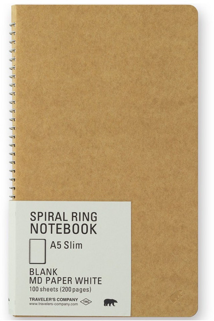 미도리 스파이럴 링 노트 A5 슬림 무지 MD화이트100매, 브라운, 1개