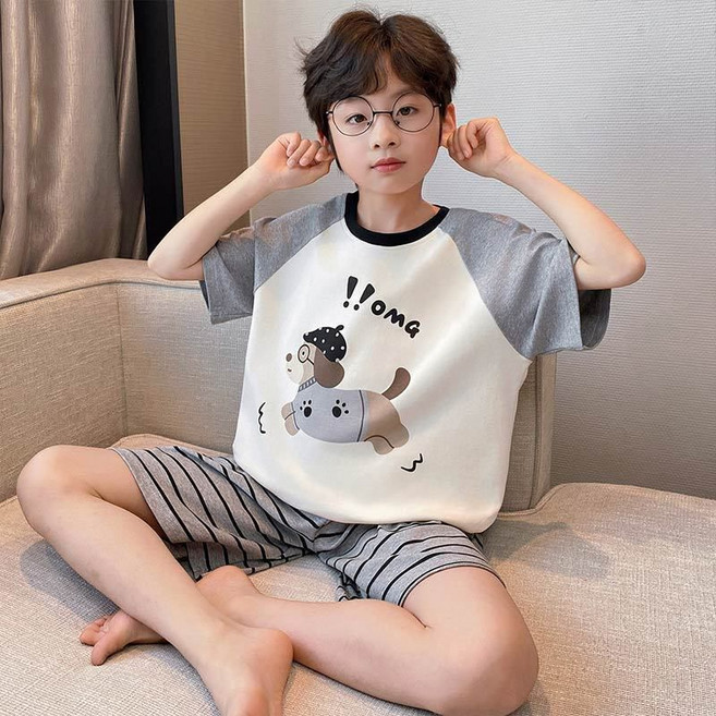男童短袖卡通夏季睡衣套裝