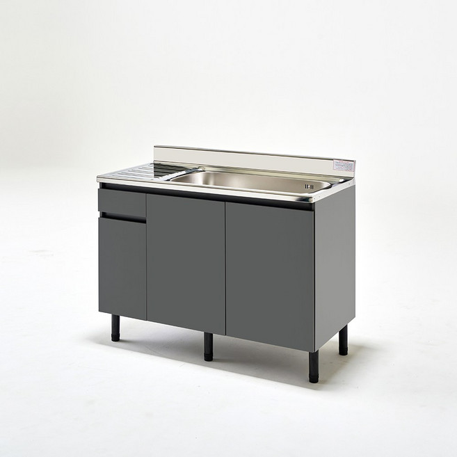 파로마 사무실 원룸 자취방 주방 미니 소형 스텐 싱크대 하부장 가스대 조리대 개수대 주방수납장>>조리대/하부장, 1200 개수대(우볼):그레이