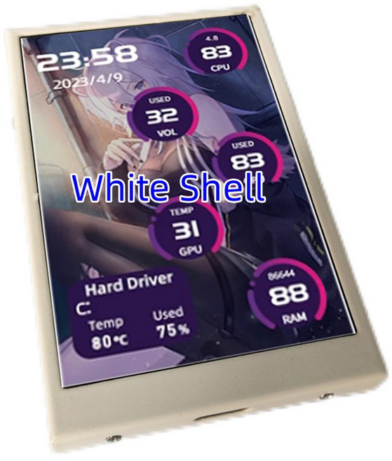 디스플레이 컴퓨터용 소형 보조 화면 USB TYPEC 인치 모니터 IPS AIDA64, 없음, 2) White Shell