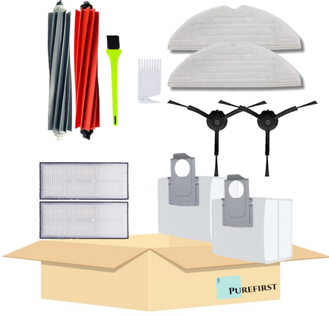 퓨어퍼스트 로보락 S8 Plus 소모품 물걸레 더스트백 먼지봉투 필터 브러쉬 호환 블랙 기프트팩, 1개