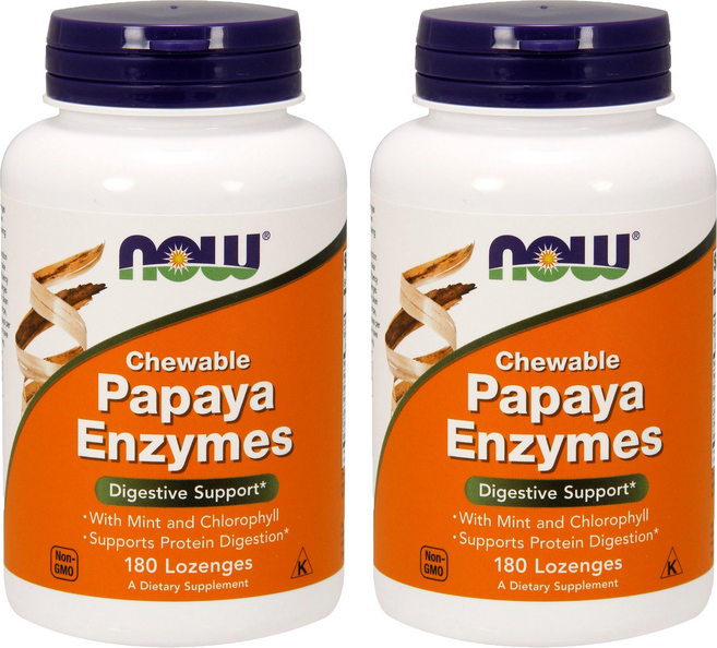 나우푸드 츄어블 파파야 엔자임 로젠지, 180정, 2개