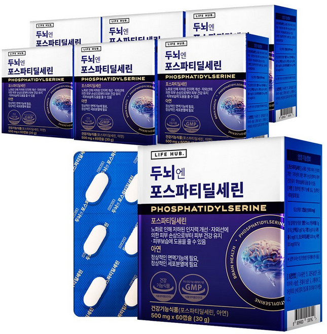 기타 라이프허브 두뇌엔 포스파티딜세린 7박스(500mg x 420캡슐) 7개월분, 7박스, 60정