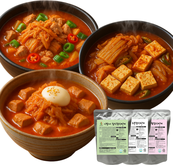 요비담 캠핑실속세트 참치김치찌개 스팸김치찌개 두부김치찌개 1개씩 총3개, 1개, 1.6kg