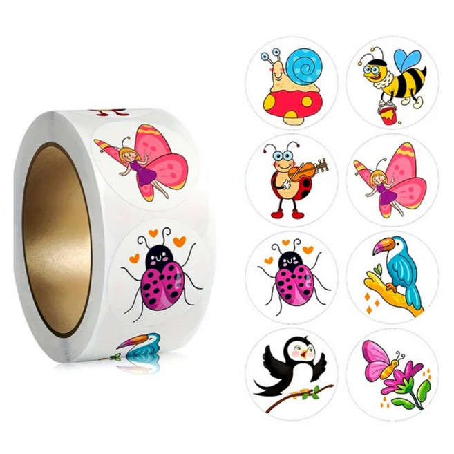 500매입 8종 만화 나비 곤충 스티커, 1세트, 혼합(S6156) 500매