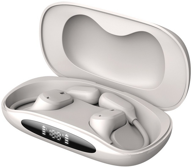 오지렌 ENC 노이즈 캔슬링 오픈 귀걸이형 블루투스 이어폰, 아이보리