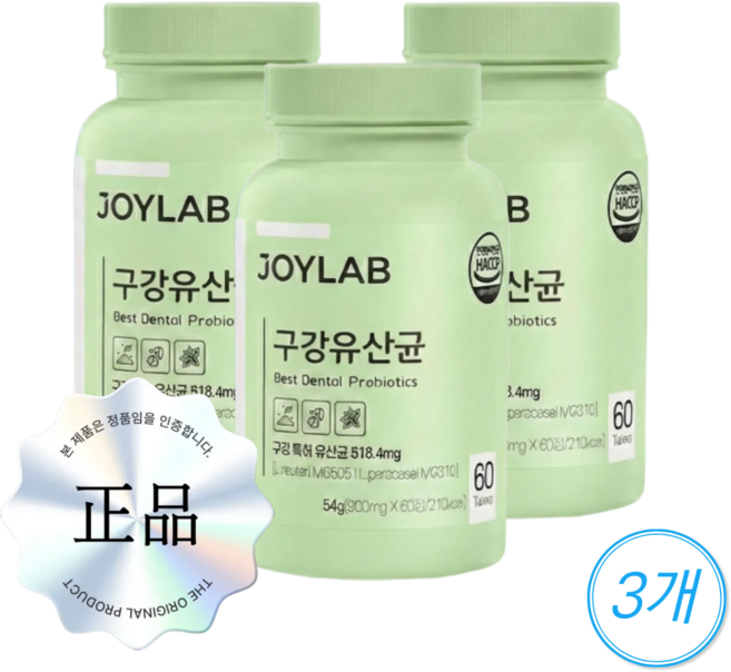 조이랩 구강유산균 자일리톨 캔디 애플민트맛, 3개, 60정