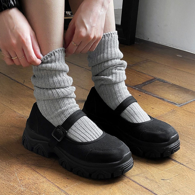 꼼지락 여성용 메리제인 통굽 플랫폼 키높이 로퍼 스니커즈 운동화 6CM