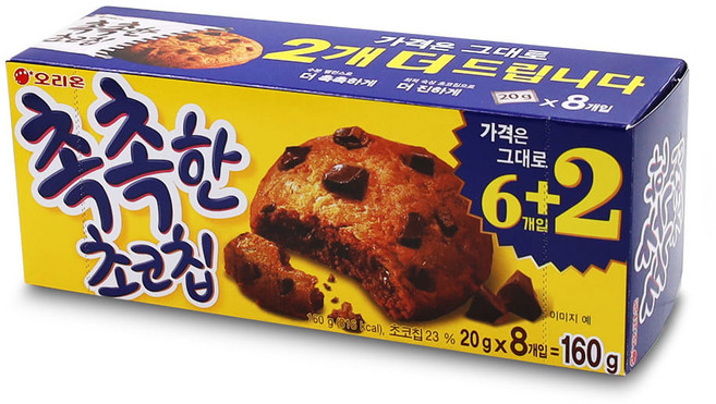 콩하 오리온 촉촉한초코칩 160g 6+2개입 군것질 소프트, 20g, 1
