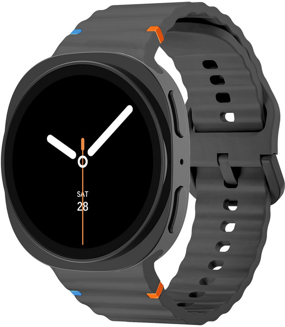 밴드톡 갤럭시워치8 호환 40/44/46mm 실리콘 스포츠 밴드 컬러풀한 스티치 스트랩, 우주회색