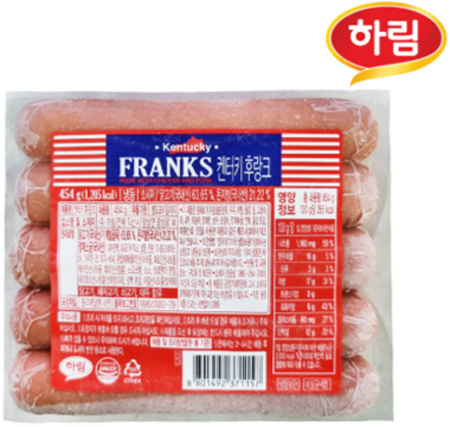 하림 켄터키 후랑크 소세지 454g, 1개