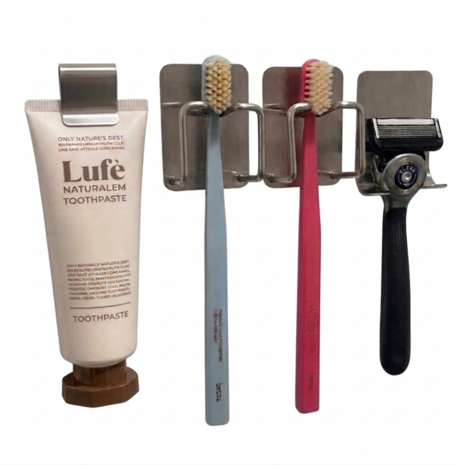 리브티크 3세대 304스텐 무타공 칫솔걸이 칫솔거치대 칫솔꽂이 칫솔홀더, 1개, 2인용