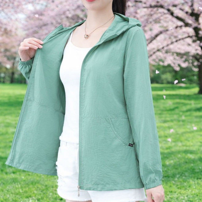 루미빈 여름 여성 자외선차단 후드 집업 경량 통기성 바람막이