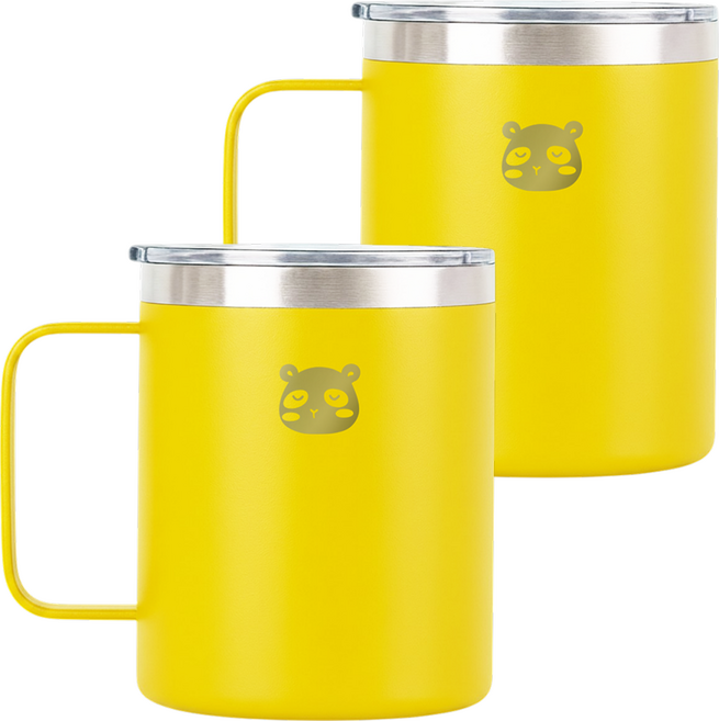 믿추 스텐 머그컵 텀블러 보온보냉, 레몬, 400ml, 2개