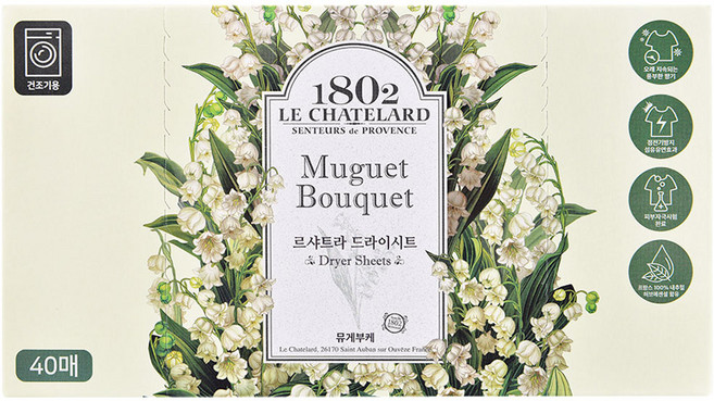 르샤트라1802 드라이시트 섬유유연제 뮤게부케, 40매입, 7개